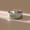 Triple Row Created White Sapphire Wedding Band - Sterling Silver
