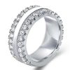 Triple Row Created White Sapphire Wedding Band - Sterling Silver