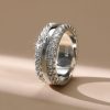Triple Row Created White Sapphire Wedding Band - Sterling Silver