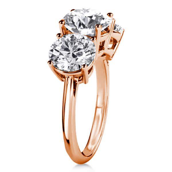 Rose Gold Three Stone Engagement Ring Set - 18K Plated Sterling Silver