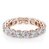 Rose Gold Three Stone Engagement Ring Set - 18K Plated Sterling Silver