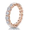 Rose Gold Three Stone Engagement Ring Set - 18K Plated Sterling Silver