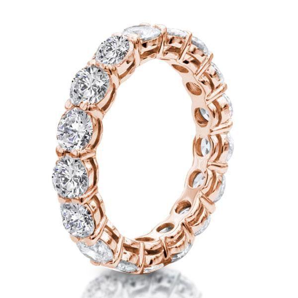 Rose Gold Three Stone Engagement Ring Set - 18K Plated Sterling Silver