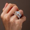 Rose Gold Three Stone Engagement Ring Set - 18K Plated Sterling Silver
