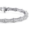 Baguette Cut White Sapphire Tennis Bracelet in 925 Sterling Silver for Women