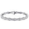 Baguette Cut White Sapphire Tennis Bracelet in 925 Sterling Silver for Women