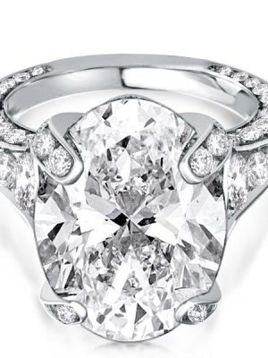 Cathedral Oval Cut Sterling Silver Engagement Ring - 5.81 CT