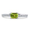 Emerald Cut Peridot Wedding Band for Women in 925 Sterling Silver