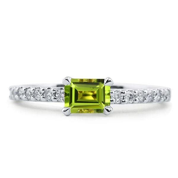 Emerald Cut Peridot Wedding Band for Women in 925 Sterling Silver