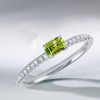 Emerald Cut Peridot Wedding Band for Women in 925 Sterling Silver