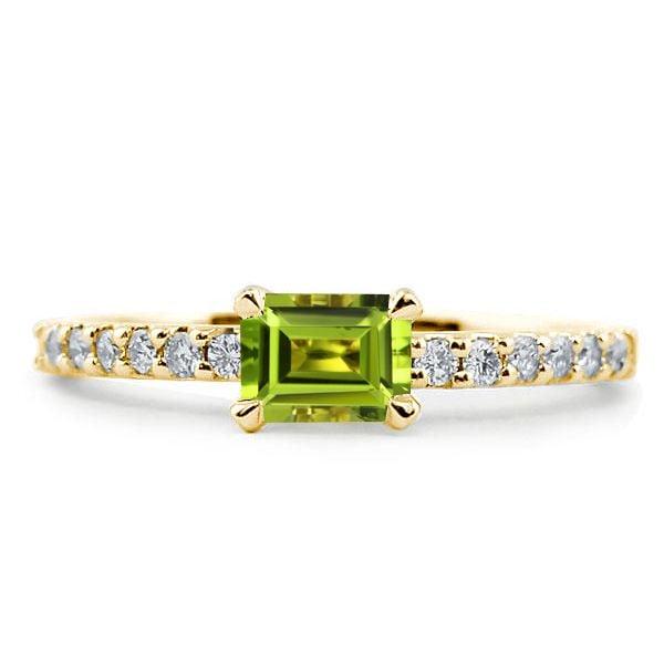 Emerald Cut Peridot Wedding Band for Women in 925 Sterling Silver