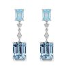 Emerald Cut Blue Topaz Earrings - Sterling Silver Dangle Drops