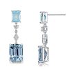 Emerald Cut Blue Topaz Earrings - Sterling Silver Dangle Drops