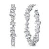 Sterling Silver Mixed Shape CZ Hoop Earrings for Women - Large, Sparkly, Nickel-Free