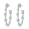 White Sapphire Hoop Earrings for Women - Sterling Silver Plated