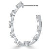 White Sapphire Hoop Earrings for Women - Sterling Silver Plated