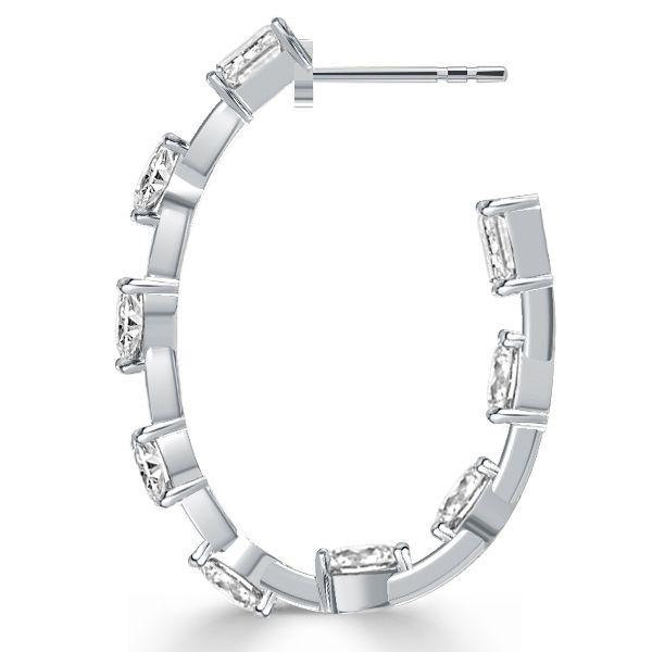 White Sapphire Hoop Earrings for Women - Sterling Silver Plated
