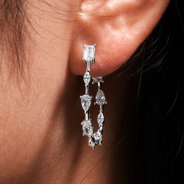 White Sapphire Hoop Earrings for Women - Sterling Silver Plated