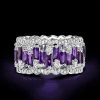12.50 CTW Baguette Cut Amethyst Multi-Row Eternity Band in Sterling Silver