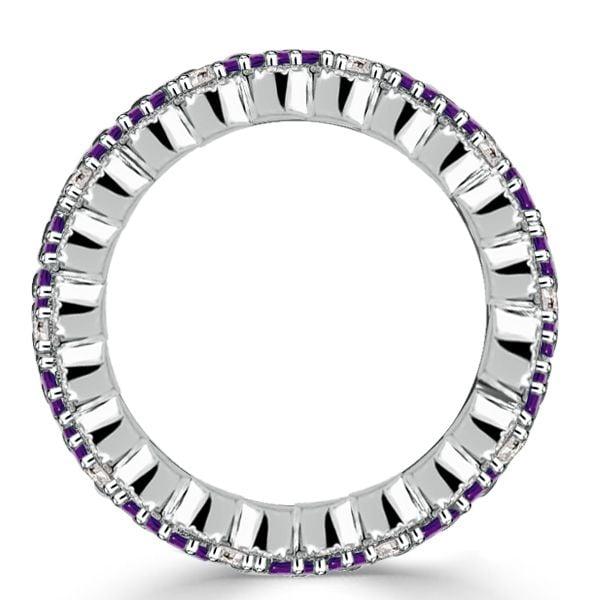 12.50 CTW Baguette Cut Amethyst Multi-Row Eternity Band in Sterling Silver