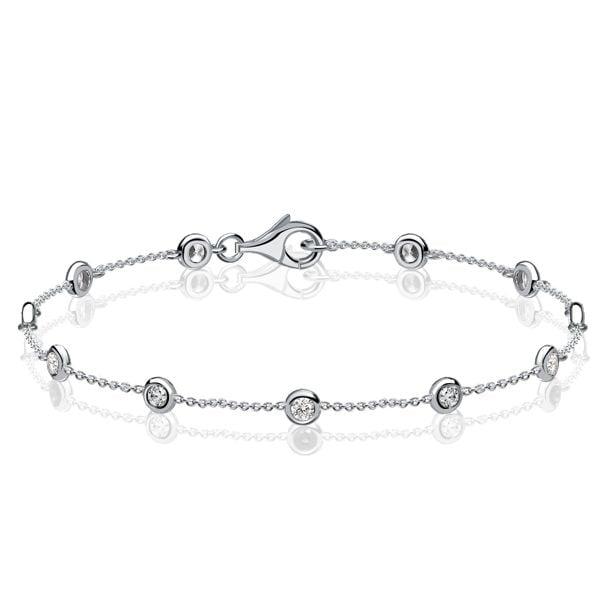 Bezel-Set White Sapphire Tennis Bracelet in Rhodium-Plated Sterling Silver