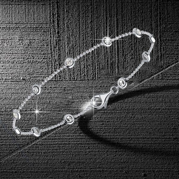 Bezel-Set White Sapphire Tennis Bracelet in Rhodium-Plated Sterling Silver