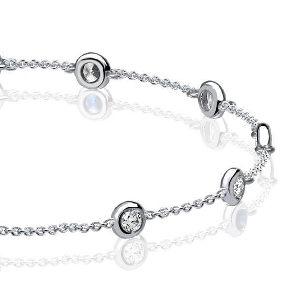 Bezel-Set White Sapphire Tennis Bracelet in Rhodium-Plated Sterling Silver