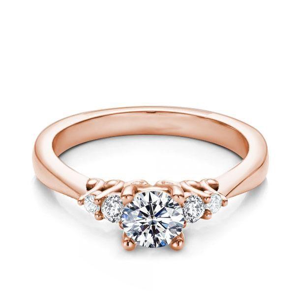 Rose Gold Plated Sterling Silver Engagement Ring Set - 1.49 CT Center Stone