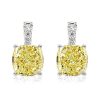 Sterling Silver Yellow Topaz Cushion Cut Drop Earrings for Women