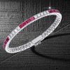 Eternity Asscher Cut Ruby Tennis Bracelet - 925 Sterling Silver