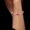 Eternity Asscher Cut Ruby Tennis Bracelet - 925 Sterling Silver