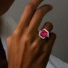 3.00 CT Ruby Engagement Ring for Women in Sterling Silver with Rhodium Plating