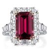 Emerald Cut Halo Two-Tone Engagement Ring - Sterling Silver, Rose Gold
