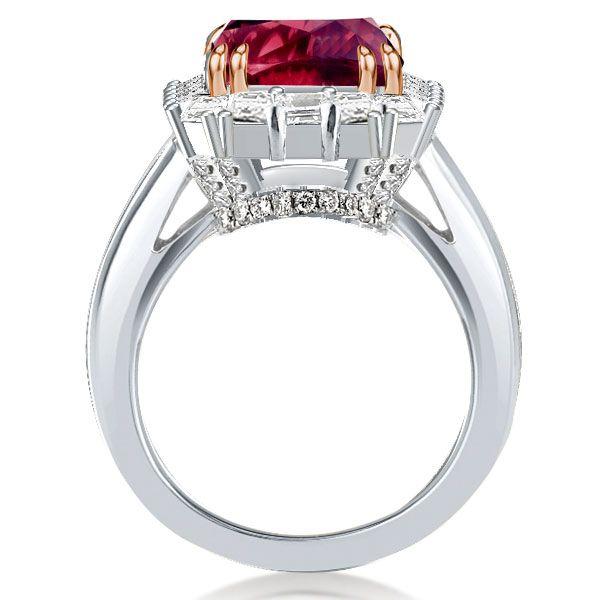 Emerald Cut Halo Two-Tone Engagement Ring - Sterling Silver, Rose Gold