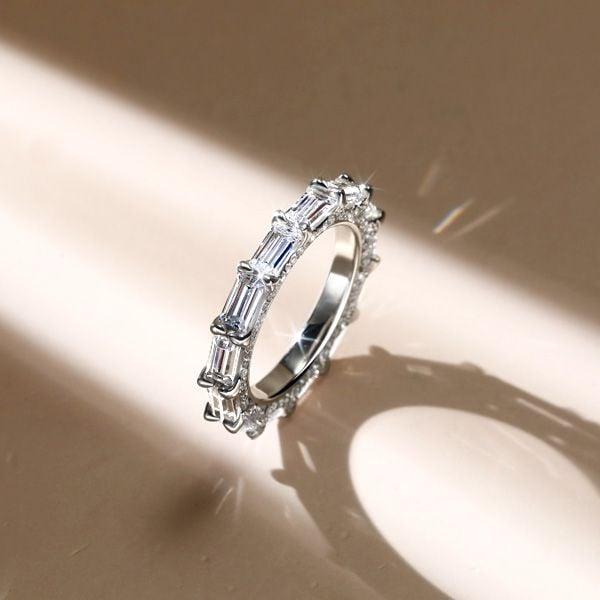 Women's Eternity Baguette Wedding Band in Rhodium-Plated Sterling Silver (4.35 CT. TW.)