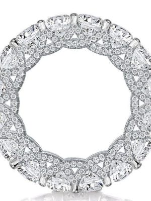 Eternity Cross Prong Round Cut Wedding Band in Sterling Silver