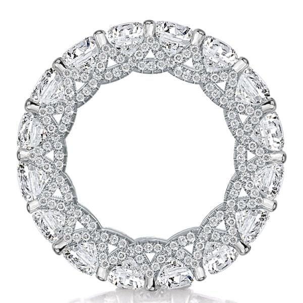 Eternity Cross Prong Round Cut Wedding Band in Sterling Silver
