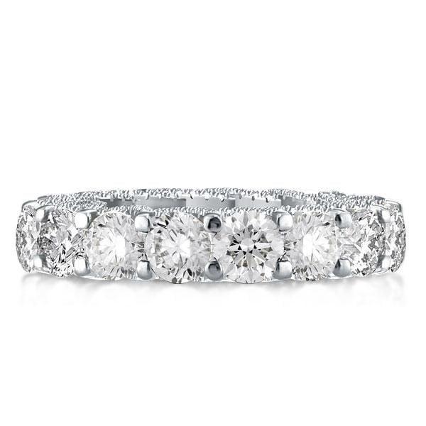 Eternity Cross Prong Round Cut Wedding Band in Sterling Silver