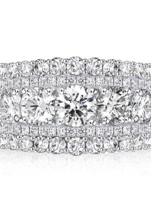 4.25 CT. TW. Multi-Row Half Eternity Wedding Band in Rhodium Plated Sterling Silver