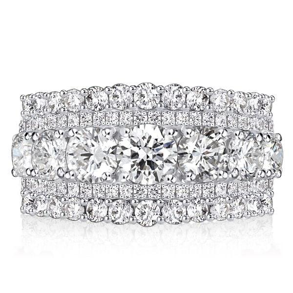 4.25 CT. TW. Multi-Row Half Eternity Wedding Band in Rhodium Plated Sterling Silver