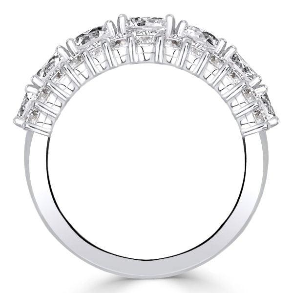 4.25 CT. TW. Multi-Row Half Eternity Wedding Band in Rhodium Plated Sterling Silver