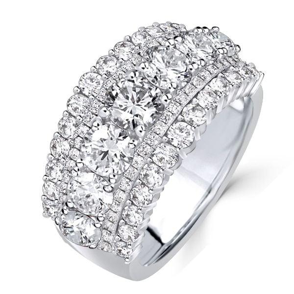 4.25 CT. TW. Multi-Row Half Eternity Wedding Band in Rhodium Plated Sterling Silver