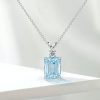 Emerald Cut Aquamarine Pendant Necklace - 925 Sterling Silver