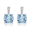 Cushion Cut Aquamarine Drop Earrings - 925 Sterling Silver
