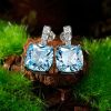 Cushion Cut Aquamarine Drop Earrings - 925 Sterling Silver