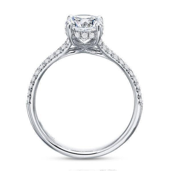 Oval Split Shank White Sapphire Engagement Ring - Sterling Silver