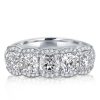 Halo Cushion Created White Sapphire Wedding Band - 925 Sterling Silver