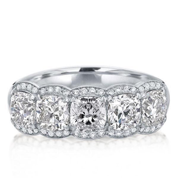 Halo Cushion Created White Sapphire Wedding Band - 925 Sterling Silver