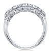 Halo Cushion Created White Sapphire Wedding Band - 925 Sterling Silver