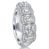 Halo Cushion Created White Sapphire Wedding Band - 925 Sterling Silver